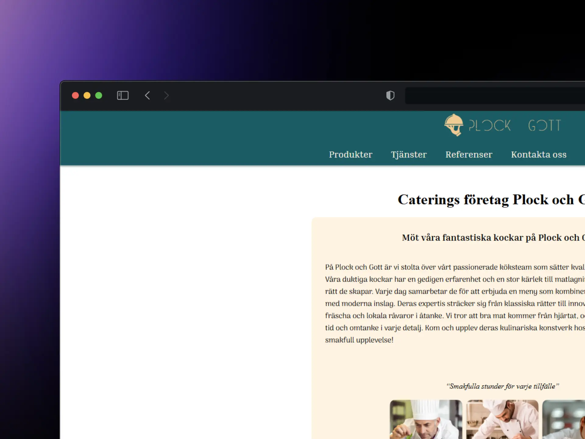 Plock & Gott - Catering Website